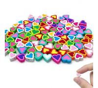 100 pcs Heart Polymer Clay Beads, VEINARDYL Colorful Mixed Heart Charm Beads for DIY Crafts Earring Necklace Bracelets Making