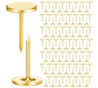 100 Pcs Heavy Duty Drawing Pins, 7/16 Inch Flat Head Thumb Tacks, Decorative Extra Long Push Pins for Office Home Furniture Upholstery Carpets Wood Surfaces(Golden)