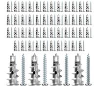 100 Pcs Heavy Duty Plasterboard Fixings, Self Drilling Plasterboard Wall Plug with Screws, Dry Wall Anchor Screws Metal for Concrete, Bricks, Drywalls, Plasterboard Installation
