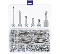 100 Pcs Hex Head Self Tapping Screws Metal Self Drilling Screws, 410 Stainless Steel Roofing Screws, Self Drilling Screws with Washer and Hex Socket for Metal,Wood, Plastic