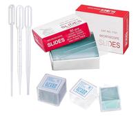 100 PCS High Quality Chamfered Pre-Cleaned Microscope Slides and Ground Edge 200 Pcs Pre-Cleaned Microscope Cover Glasses With 3 Different Capacity Plastic Droppers