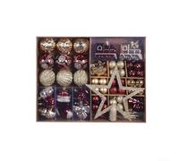 100 PCS Holiday Christmas Ball Ornaments Set Hand Painted Plastic with Modern Design Elements Suitable for Various Festive Occasions (Wine Red And Gold)