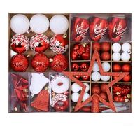100 PCS Holiday Christmas Ball Ornaments Set Hand Painted Plastic with Modern Design Elements Suitable for Various Festive Occasions (Red And White)