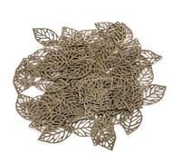 100 PCS Hollow Leaf Metal Flower Pieces, Bronze Leaves Artificial Flowers Pendant for Jewelry Making, Leaf Connector Charms for DIY Handicraft Decoration Necklace Bracelet Wedding Garland Party