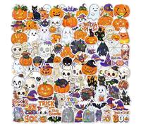 100 Pcs Holographic Halloween Stickers with Waterproof - Spooky Party Decor | Compact Holographic Stickers For Halloween Decor, Ideal For Parties, Classrooms, Crafts, Lightweight With Waterproof Shine.