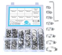 100 Pcs Hose Clips Adjustable 8-44mm Range, Stainless Steel Hose Clamps Assorted Kit, Water Pipe Clamps Clips Assorted with Screwdriver for Automobile Gas Pipe