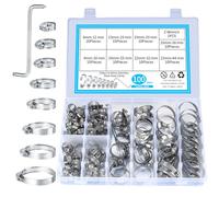 100 Pcs Hose Clips, Jubilee Clips,Adjustable 8-44mm Range | Stainless Steel Hose Clamps Assorted Kit, Water Pipes Hose Clamps Clips with Screwdriver for Water Pipe, Automobile Pipe