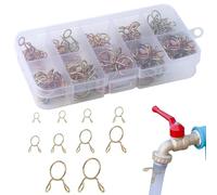 100 PCS Hose Spring Clamps, 10 Sizes 5-14mm Hose Clips Fuel Line Water Pipe Clip Metal Tube Spring Clips Clamp Assortment Kit Air Tube Silicone Vacuum Hose Clips Clamp Fastener