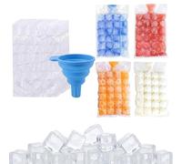 100 PCS Ice Cube Bags, Reusable Ice Bags with Silicone Funnel for Freezer Storage, Self Sealing Ice Bags for Cocktails and Beverages, Reusable Plastic Ice Cube Moulds for Parties and Travel