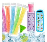 100 Pcs Ice Lolly Moulds Comes with A Funnel and 2 Pack Ice Pop Sleeves, Ice Lolly Moulds with Sticks, Bpa Free Popsicle Mould ，Disposable Ice Pop Bags for Yogurt, Juice & Fruit Smoothies-（5.5*28cm）
