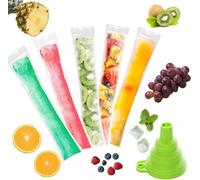 100 Pcs Ice Pop Bags,Disposable Popsicles/Ice Lolly Moulds Bag,with Zip Seal,with 1PC Silicone Funnel,for Homemade Ice Lollies,Diy Popsicle Make Healthy Snack Food,Yogurt Sticks Juice Fruit Smoothies