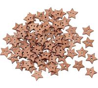 100 Pcs in Star Shape Wooden Button for Craft Scrapbooking, Wooden Star Buttons Nature Sewing Accessories
