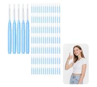 100 Pcs Interdental Brushes Blue, Tepe Interdental Brushes Blue with Soft Nylon Bristles and Food Grade Plastic Handle for Daily Teeth Gap Deep Oral Hygiene Cleaning