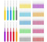 100 Pcs Interdental Brushes, Dental Floss Sticks Soft Dental Brushes Floss Brush Tooth Picks for Cleaning Braces Teeth Gaps (10 Colors)