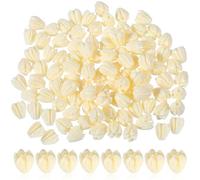 100 Pcs Ivory Flower White Beads, Artificial Jasmine Crown Flower Beads, 3D Carved Loose Beaded Flowers, Flowers Bead for Jewelry Making Necklace Bracelet Supplies, Coral Shell Jasmine Accessories