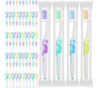 100 Pcs Kids Toothbrush Bulk, Soft Bristle Manual Toothbrushes with Dust Covers, BPA-Free Individually Wrapped Toothbrush for Hotel Travel Camping (4 Colors)