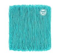 100 PCS Lakeblue Beads Necklaces, 33" Round Beads Bulk, Mardi Gras Parade Accessories, Costume Necklaces for Parade Throws Accessories Decorations Festive Event Gender Reveal Party Supplies