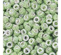 100 Pcs Large Hole Rhinestone Beads Light Green Shiny Rhinestones European Beads Large Hole Spacer Bead Sparkle Crystal Lampwork Fairy Wand Garden Bead for DIY Beadable Pen Bracelet Jewelry Making