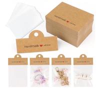 100 Pcs Large Jewelry Packaging Bags with Display Cards, 4.7 x 3.1 in (12 x 8 cm) Clear Plastic Jewelry Bags for Selling, Small Business Packaging Supplies for Bracelets Necklaces Earrings Keychains