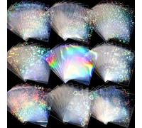 100 Pcs Laser Flashing Photocard Sleeves Holographic Card Sleeves for Trading Cards Penny Sleeves Photocard Holder Rainbow Star Heart Flower Card Protector