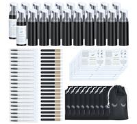 100 Pcs Lash Shampoo Bottle Brushes Set, Empty Lash Shampoo Bottles, Lash Shampoo Label Stickers, Mascara Wands Tubes Eyelash Brush, Lash Cleansing Brushes, Bag for Lash Extensions Aftercare(Black)