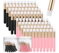 100 Pcs Lash Shampoo Brushes with Container, Eyelash Extension Cleansing Brush Nose Pore Cleaning Tool Peel off Blackhead Removing Tool Cosmetic Lash Cleanser Facial Cleansing (Black & Pink)