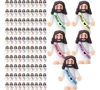 100 Pcs Little Jesus Figures Jesus Loves You Original Design Rubber Pocket Toys Little Figures to Hide and Seek Sunday School Religious Party Share Gifts (Macaron)