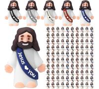 100 Pcs Little Jesus Figures Jesus Loves You Original Design Rubber Pocket Toys Little Figures to Hide and Seek Sunday School Religious Party Share Gifts (Classic)
