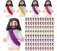 100 Pcs Little Jesus Figures Jesus Loves You Original Design Rubber Pocket Toys Little Figures to Hide and Seek Sunday School Religious Party Share Gifts (Bright)