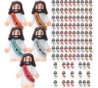 100 Pcs Little Jesus Figures Jesus Loves You Original Design Rubber Pocket Toys Little Figures to Hide and Seek Sunday School Religious Party Share Gifts (Bohemian)