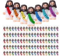 100 Pcs Little Jesus Figures Jesus Loves You Original Design Rubber Pocket Toys Little Figures to Hide and Seek Sunday School Religious Party Share Gifts (Rainbow)