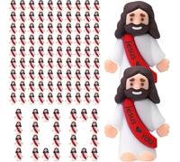 100 Pcs Little Jesus Figures Jesus Loves You Original Design Rubber Pocket Toys Little Figures to Hide and Seek Sunday School Religious Party Share Gifts (Red)