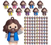 100 Pcs Little Jesus Figures - Mini Jesus Figures Toy to Hide and Seek Tiny Christ Savior Doll Religious Party Favors for Easter Church Sunday School Baptism Gift(Bright Colors)