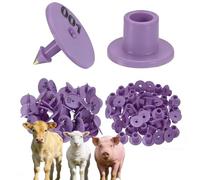 100 PCS Livestock Ear Tags for Sheep, Pigs and Calves 001-1000 Number Plastic Round Ear Tags for Cows, Pigs, Dogs, Deer, Horses Farm Animal Identification (Green/Purple/Red/White/Yello Purple 801-900