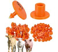 100 PCS Livestock Ear Tags for Sheep, Pigs and Calves 001-1000 Number Plastic Round Ear Tags for Cows, Pigs, Dogs, Deer, Horses Farm Animal Identification (Green/Purple/Red/White/Yello Orange 101-200