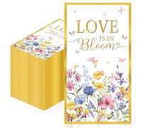 100 Pcs Love is in Bloom Bridal Shower Decorations Napkins, Floral Wildflower Party Napkins, Table Decor for Bridal Shower Wedding Engagement Bachelorette Spring Garden Party