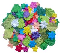 100 Pcs Lovely Patch Flowers 25x25mm Mulberry Paper Flowers Scrapbooking Wedding DIY Craft Supplies Card (Lavender Tone)