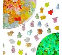 100 Pcs Luminous Mini Resin Animals Cute Cartoon 3D DIY Glow in the Dark Mini Resin Animals Bulk for Miniature Garden Micro Landscape, Mixed Style Random, Bulk
