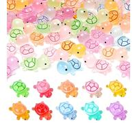 100 PCS Luminous Mini Turtles - Glow in the Dark Resin Figurines for Crafts, Dollhouses, Gardens & Micro Landscapes, Assorted Colors for Ocean Animal Theme Decor (Multicolor)