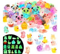 100 Pcs Luminous Miniature Resin Animals,21 Styles Tiny Little Resin Animal