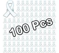 100 Pcs Lung Cancer Awareness Pins White Ribbon Pins Peace Promote Blindness Victims of Terrorism and Adoption Awareness Pin