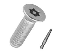 100 pcs M3-0.5 x 10mm Flat Head Tamper Resistant Screws, 304 Stainless Steel Security Machine Screw, Star Drive (Pin-in), Includes Free 50mm (2") Long T10 Bit for Power Drill