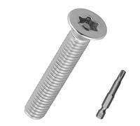 100 pcs M3-0.5 x 18mm Flat Head Tamper Resistant Screws, 304 Stainless Steel Security Machine Screw, Star Drive (Pin-in), Includes Free 50mm (2") Long T10 Bit for Power Drill