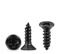 100 PCS M3.5 X 16mm Black Oxide Coated Flat Head Phillips Wood Screws, 304 Stainless Steel Fully Threaded Self-Tapping Screw by TPOHH