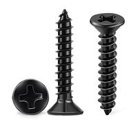 100 PCS M3.5 X 32mm Black Oxide Coated Flat Head Phillips Wood Screws, 304 Stainless Steel Self-Tapping Fully Threaded Screw by TPOHH