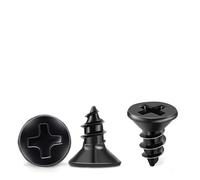 100 PCS M4 X 10mm Black Oxide Coated Flat Head Phillips Wood Screws, 304 Stainless Steel Fully Threaded Self-Tapping Screw by TPOHH