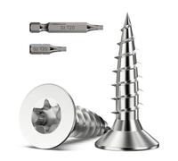 100 Pcs M4 x 16mm Wood Screws, A2 304 Stainless Steel Countersunk Timber Screw, Torx Head Star Drive Self Tapping Screws with 2x T20 Bits for Woodworking, Chipboard