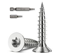 100 Pcs M4 x 20mm Wood Screws, Torx Head Star Drive | A2 304 Stainless Steel, Countersunk Timber Screw, Self Tapping Screws with Bits for Woodworking, Chipboard
