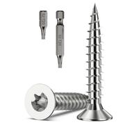 100 Pcs M4 x 25mm Wood Screws, Torx Head Star Drive | A2 304 Stainless Steel, Countersunk Timber Screw, Self Tapping Screws with Bits for Woodworking, Chipboard