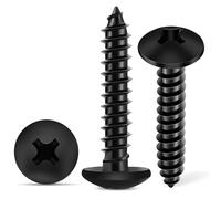 100 PCS M4 x 32 mm 304 Stainless Steel Truss Head Phillips Wood Screws, Black Coated Full Thread Multipurpose Self Tapping Screw by TPOHH
